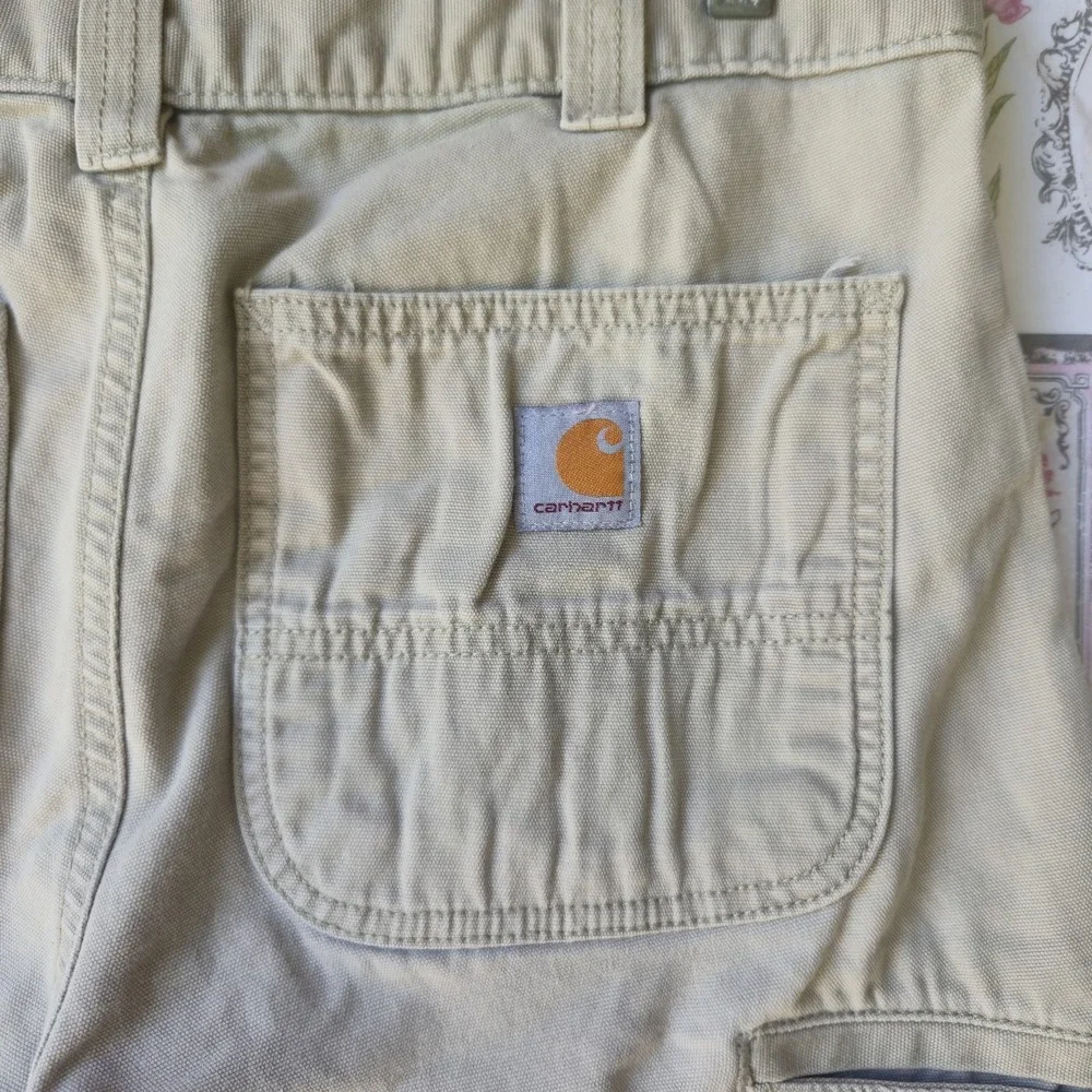Carhartt Relaxed Fit Carpenter Pants Men's 32x32 Khaki Tan Canvas Work Dungarees